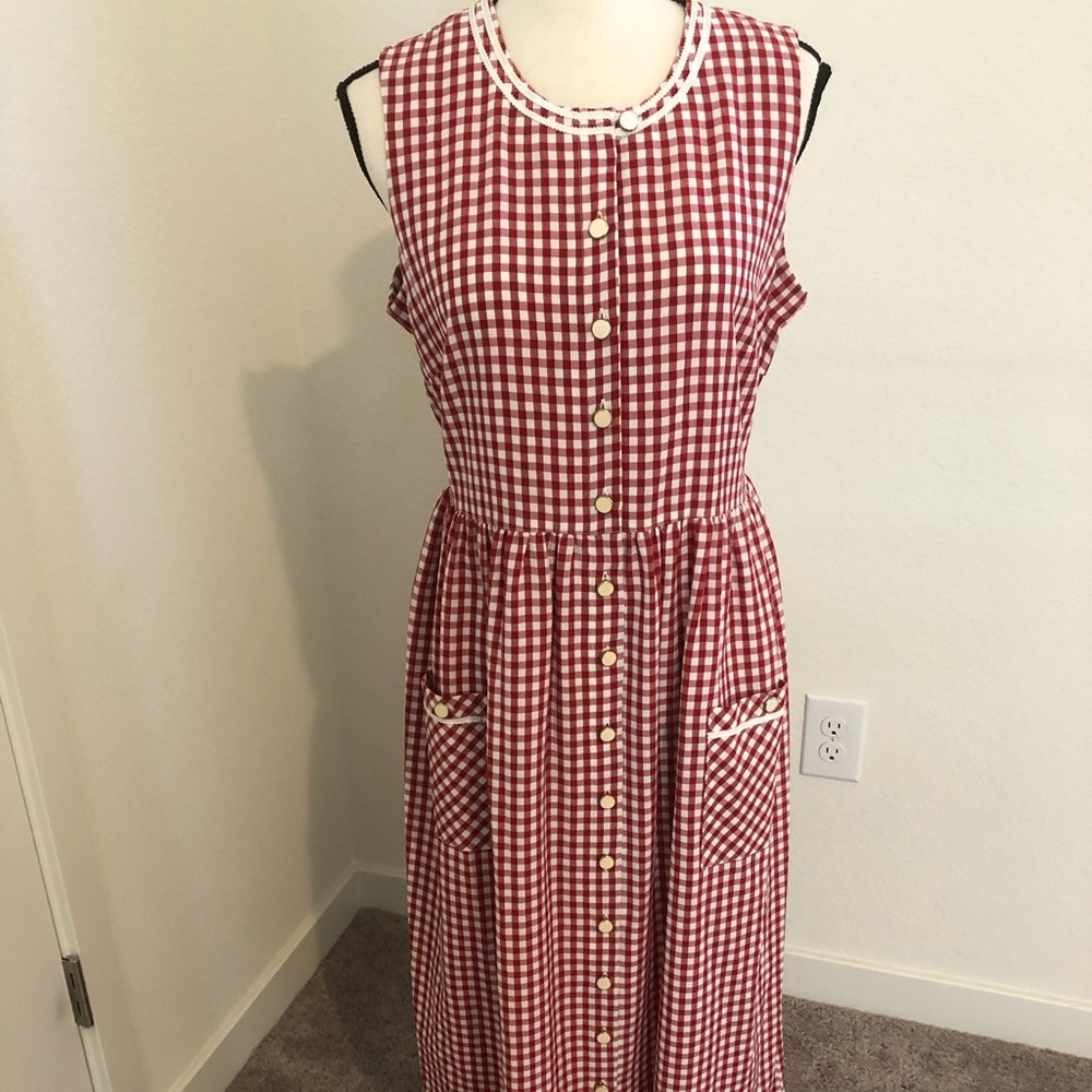 Womens Vintage Kathie Lee Gingham Maxi Dress 10